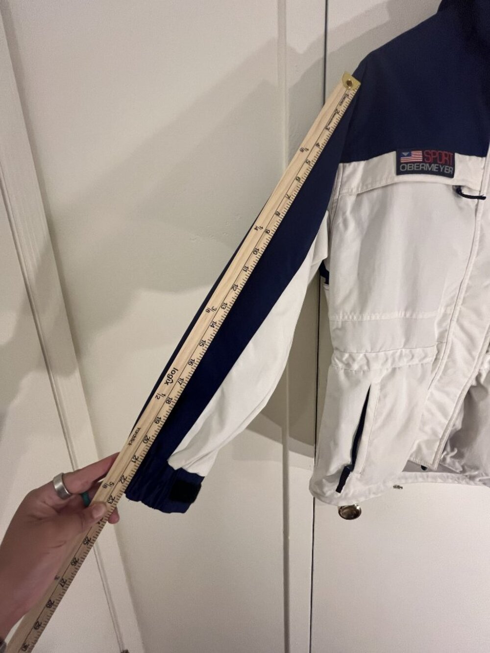 Vintage Obermeyer Sport Ski Jacket - White, Navy & Red - Size 10 - Picture 7 of 14